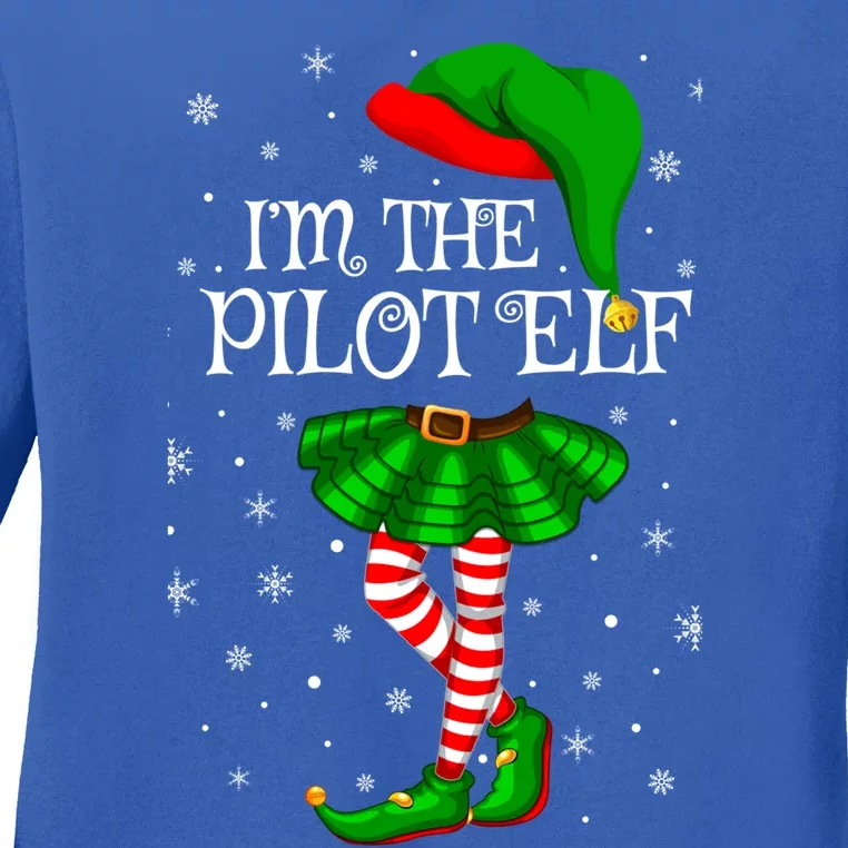 Family Matching Im The Pilot Elf Christmas Gift Ladies Long Sleeve Shirt