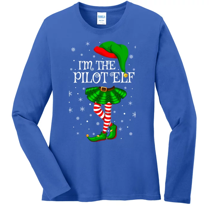 Family Matching Im The Pilot Elf Christmas Gift Ladies Long Sleeve Shirt