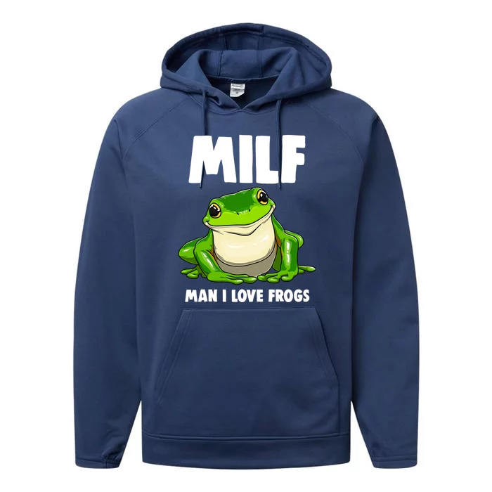 Funny Man I Love Frogs Tee Shirts Frog Love Performance Fleece Hoodie