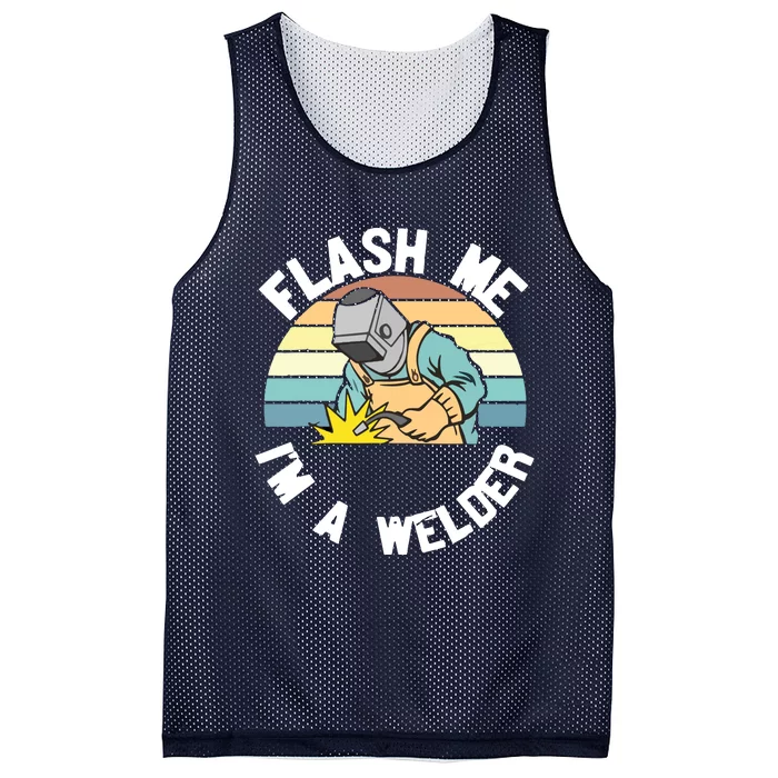 Flash Me I'm A Welder Welding Worker Him Father Vintage Mesh Reversible Basketball Jersey Tank