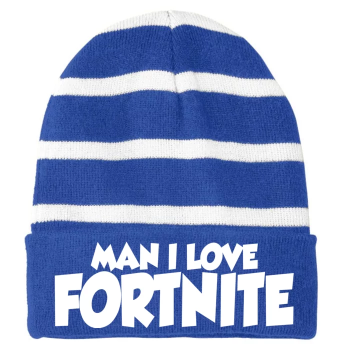 Funny Man I Love Fortnite Striped Beanie with Solid Band