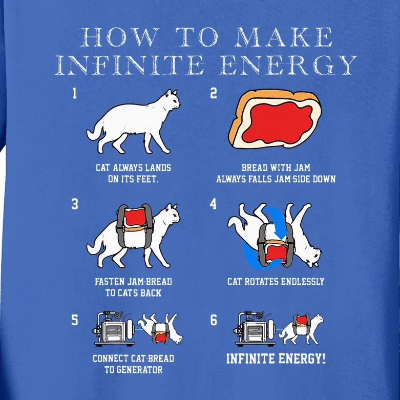 Funny Math Infinite Energy Cat And Mechanical Engineering Kids Long Sleeve Shirt