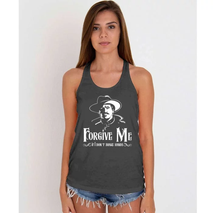 Forgive Me If I DonT Shake Hand Women's Knotted Racerback Tank