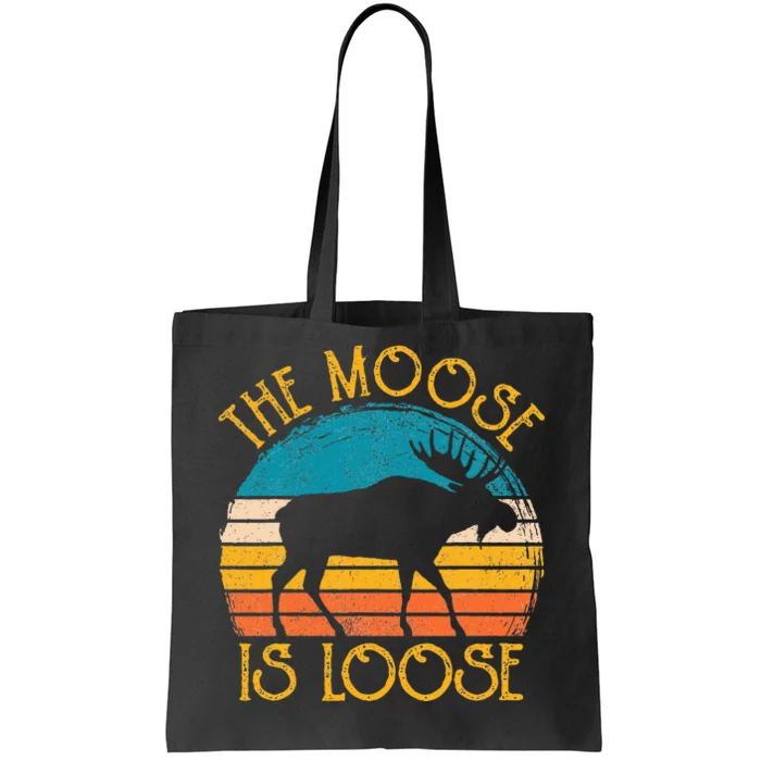 Funny Moose Is Loose Animal Apparel Cute Men Women Alaska Tote Bag