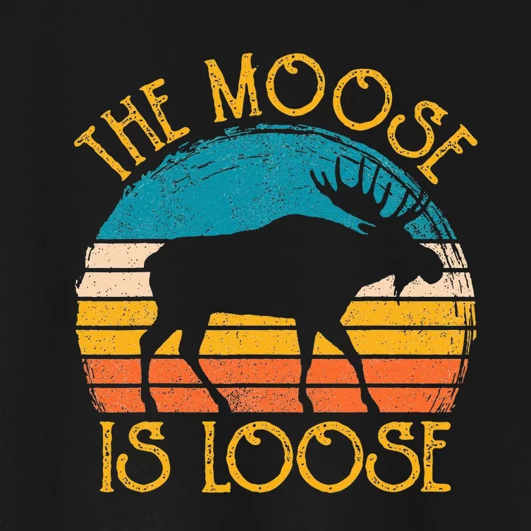 Funny Moose Is Loose Animal Apparel Cute Men Women Alaska Women's Crop Top Tee