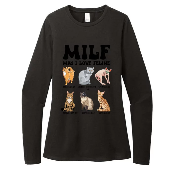 Funny Milf I Love Felines Cats Gift Womens CVC Long Sleeve Shirt