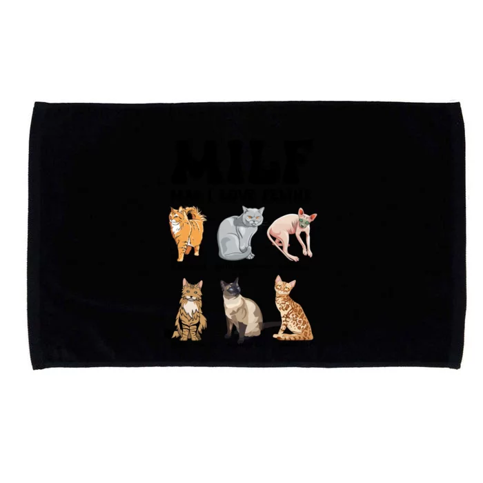 Funny Milf I Love Felines Cats Gift Microfiber Hand Towel