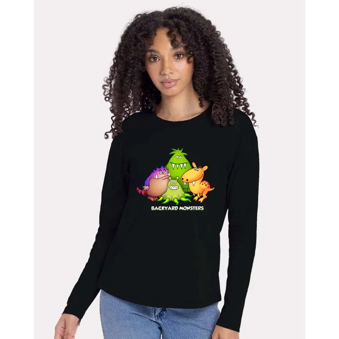 Funny Monster In My Backyard Cool Vector Design Womens Cotton Relaxed Long Sleeve T-Shirt