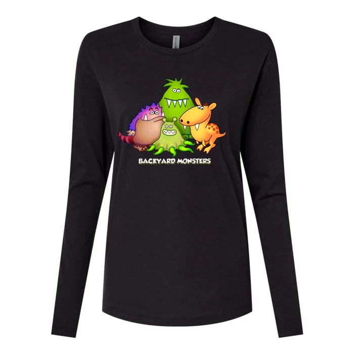 Funny Monster In My Backyard Cool Vector Design Womens Cotton Relaxed Long Sleeve T-Shirt