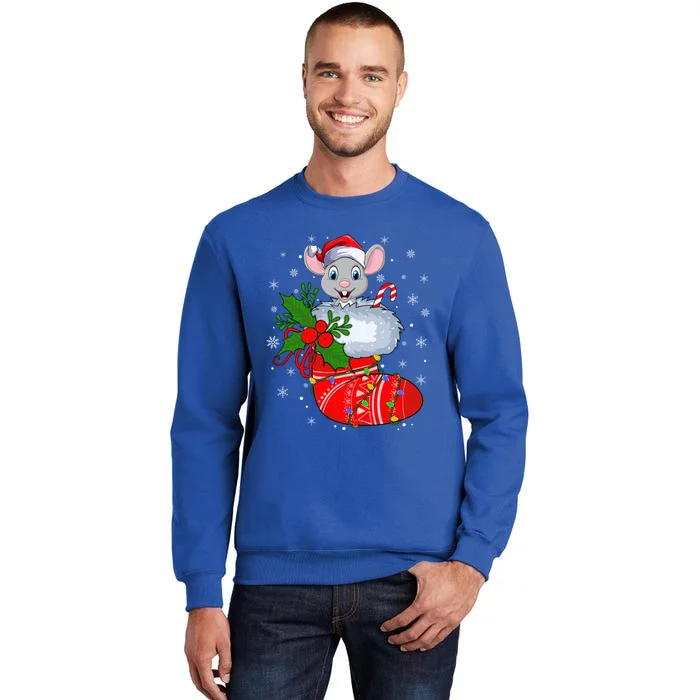 Funny Mouse In Christmas Socks Santa Mouse Xmas Gift Tall Sweatshirt