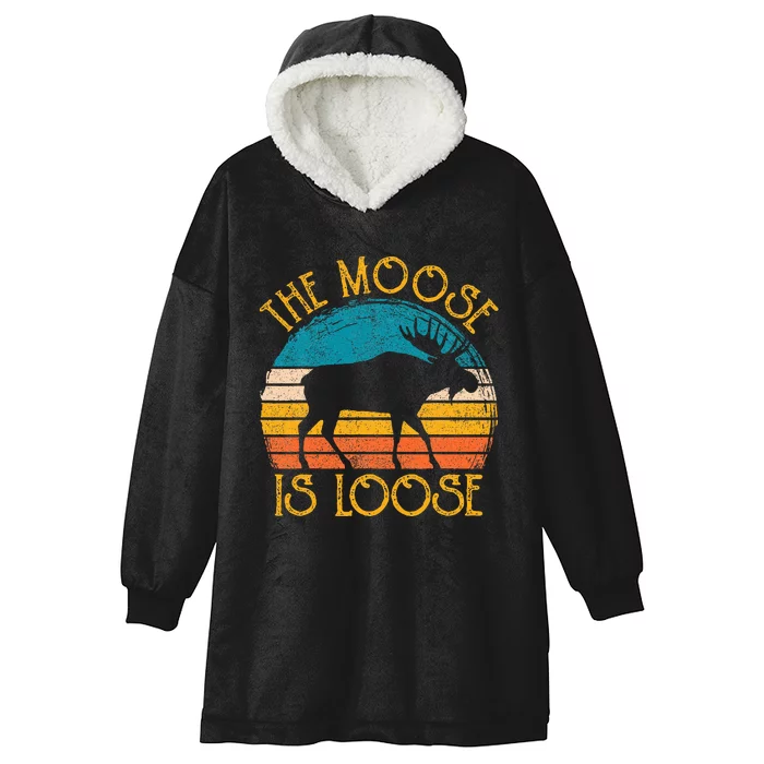 Funny Moose Is Loose Animal Apparel Cute Women Alaska Hooded Wearable Blanket