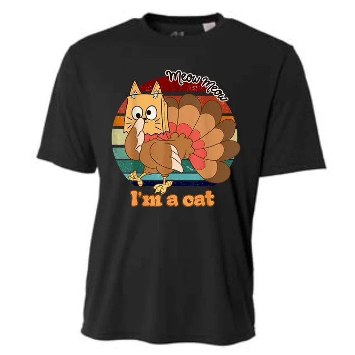 Funny Meow IM A Cat Thanksgiving Turkey Halloween Costume Cooling Performance Crew T-Shirt