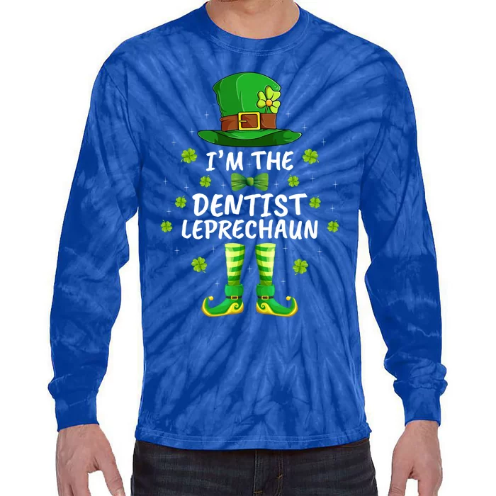 Family Matching I'm The Dentist Leprechaun St Patrick's Day Gift Tie-Dye Long Sleeve Shirt