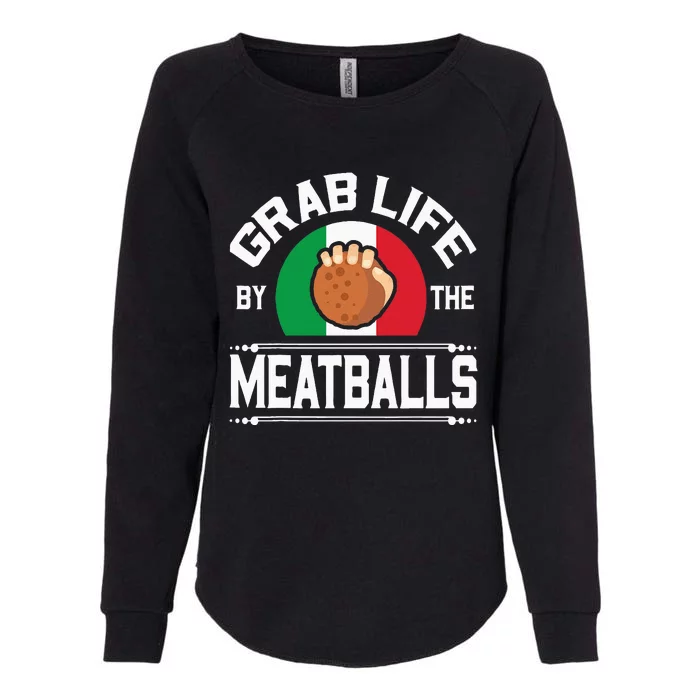 Funny Meatball Italian Food Italy Flag Womens California Wash Sweatshirt