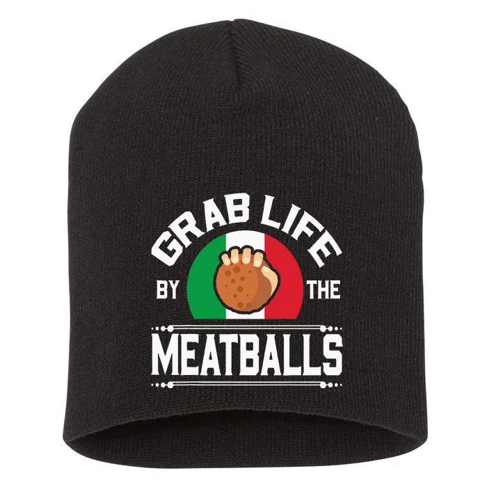 Funny Meatball Italian Food Italy Flag Short Acrylic Beanie