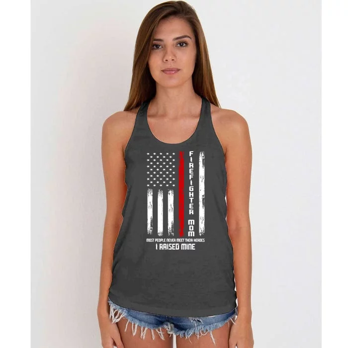 Firefighter Mom I Raised Hero Firefighter Gift Women's Knotted Racerback Tank