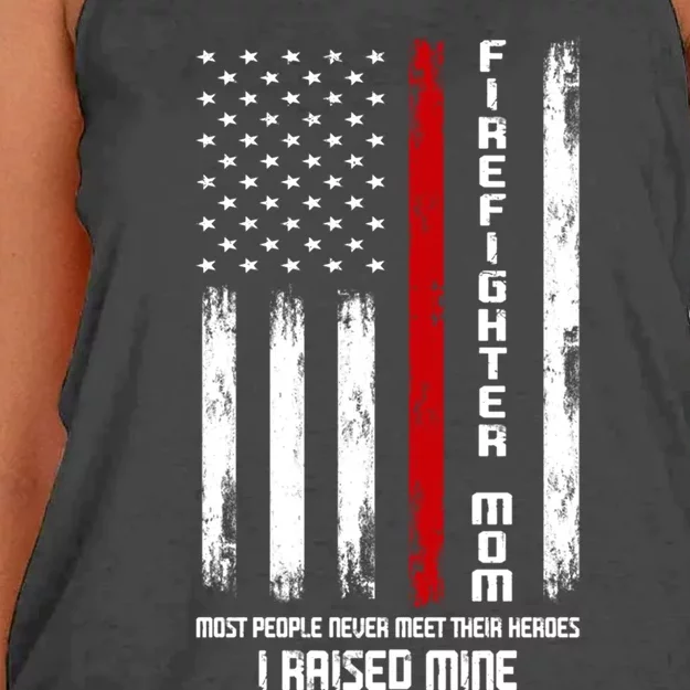 Firefighter Mom I Raised Hero Firefighter Gift Women's Knotted Racerback Tank