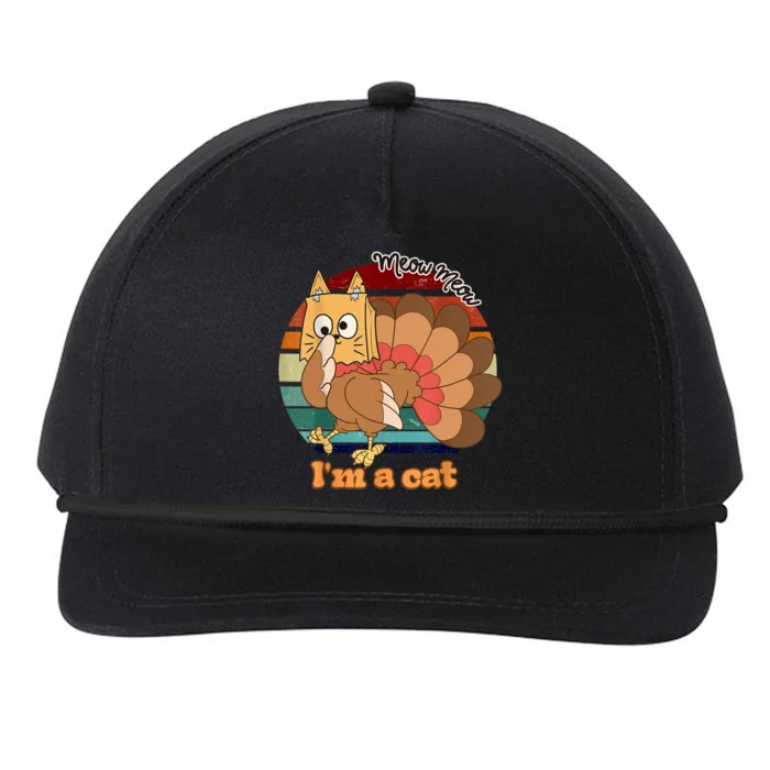 Funny Meow IM A Cat Thanksgiving Turkey Halloween Costume Snapback Five-Panel Rope Hat