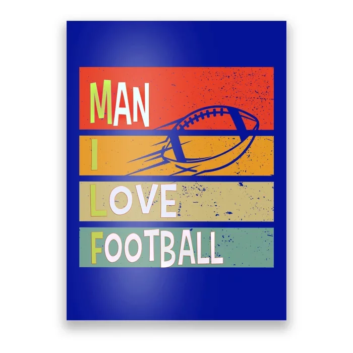 Funny Milf I Love Football Quirky Vintage Sunset Design Funny Gift Poster