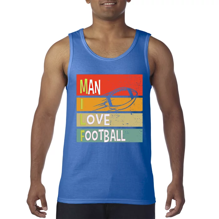 Funny Milf I Love Football Quirky Vintage Sunset Design Funny Gift Tank Top