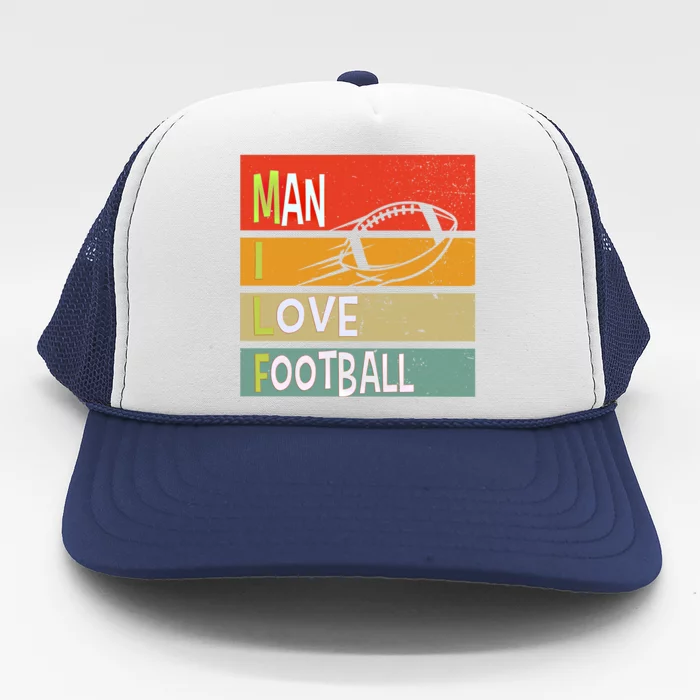 Funny Milf I Love Football Quirky Vintage Sunset Design Funny Gift Trucker Hat