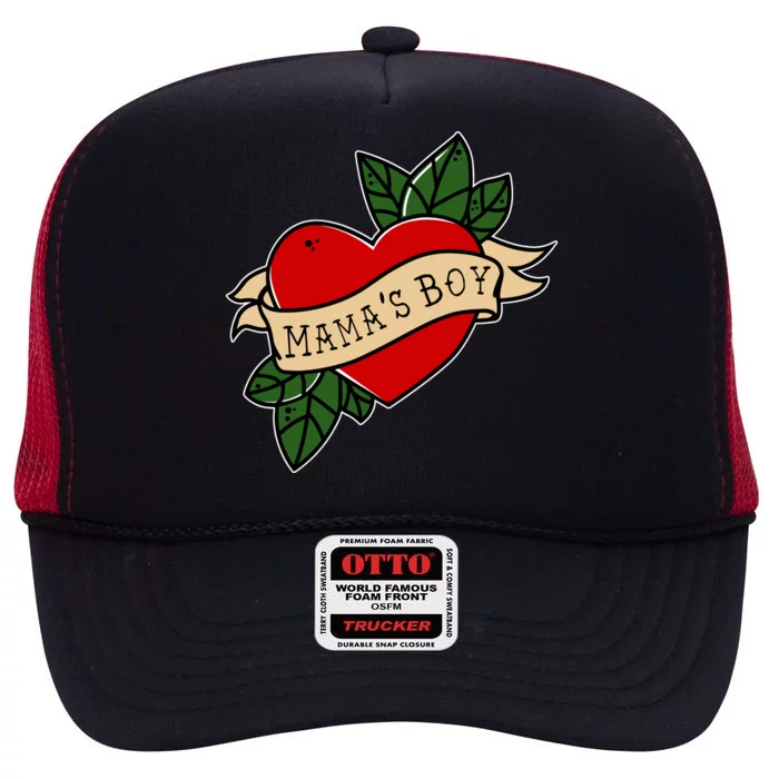 Funny Mama Is My Valentine MamaS Boy Valentines Day Heart High Crown Mesh Trucker Hat