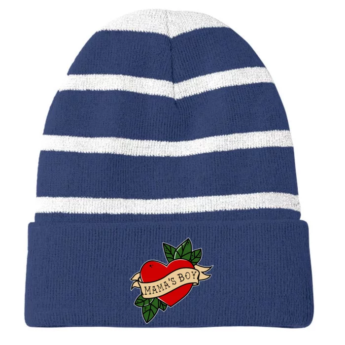 Funny Mama Is My Valentine MamaS Boy Valentines Day Heart Striped Beanie with Solid Band