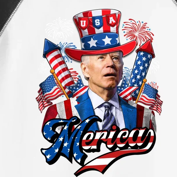 Funny Merica Joe Biden 4th Of July Firework US American Flag Toddler Fine Jersey T-Shirt