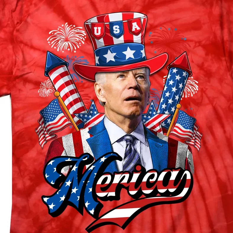 Funny Merica Joe Biden 4th Of July Firework US American Flag Tie-Dye T-Shirt