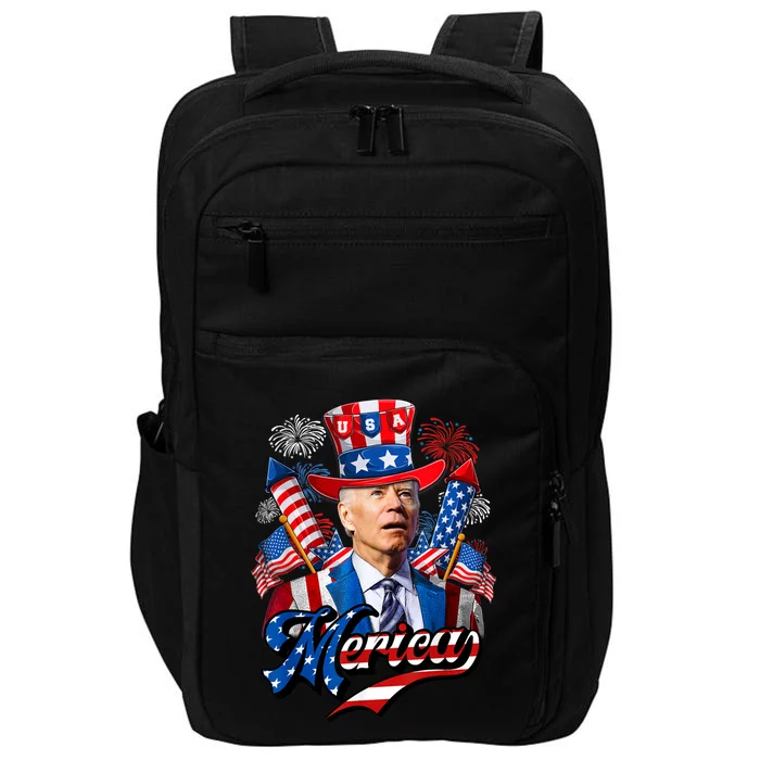 Funny Merica Joe Biden 4th Of July Firework US American Flag Impact Tech Backpack