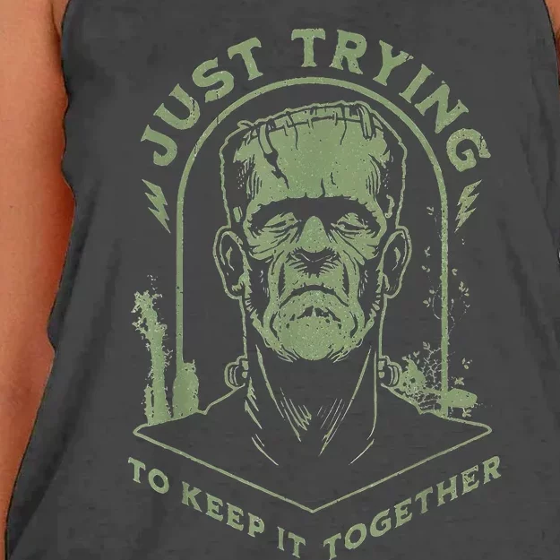 Frankenstein Monster Just Trying To Keep It Together Women's Knotted Racerback Tank