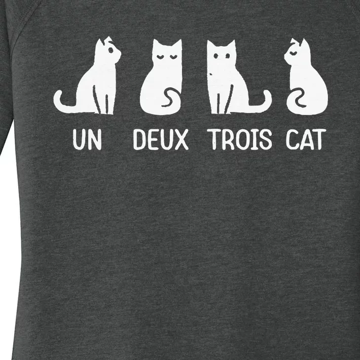 Funny Meow Kitty Un Deux Trois Cat Women's Perfect Tri Tunic Long Sleeve Shirt