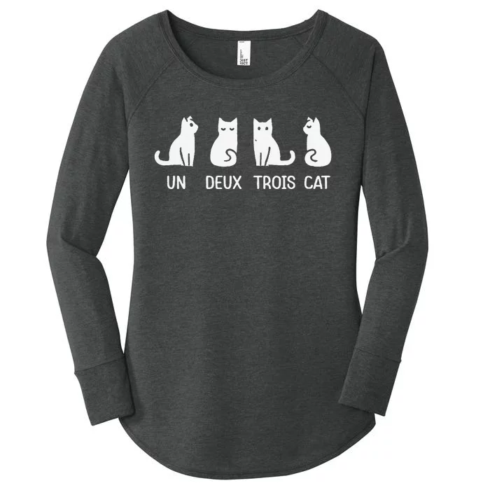 Funny Meow Kitty Un Deux Trois Cat Women's Perfect Tri Tunic Long Sleeve Shirt