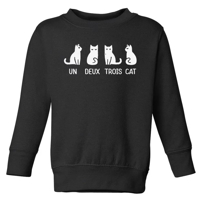 Funny Meow Kitty Un Deux Trois Cat Toddler Sweatshirt