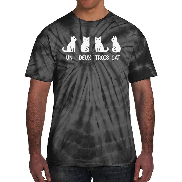 Funny Meow Kitty Un Deux Trois Cat Tie-Dye T-Shirt