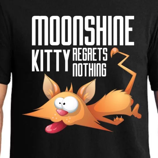 Funny Moonshine Kitty Regrets Nothing Whiskey Ers Gift Cute Gift Pajama Set