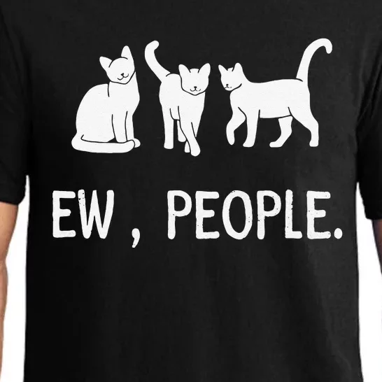 Funny Meow Kitty Black Cat Funny Ew People Meowy Cat Lovers Pajama Set