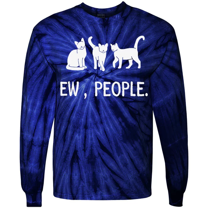 Funny Meow Kitty Black Cat Funny Ew People Meowy Cat Lovers Tie-Dye Long Sleeve Shirt