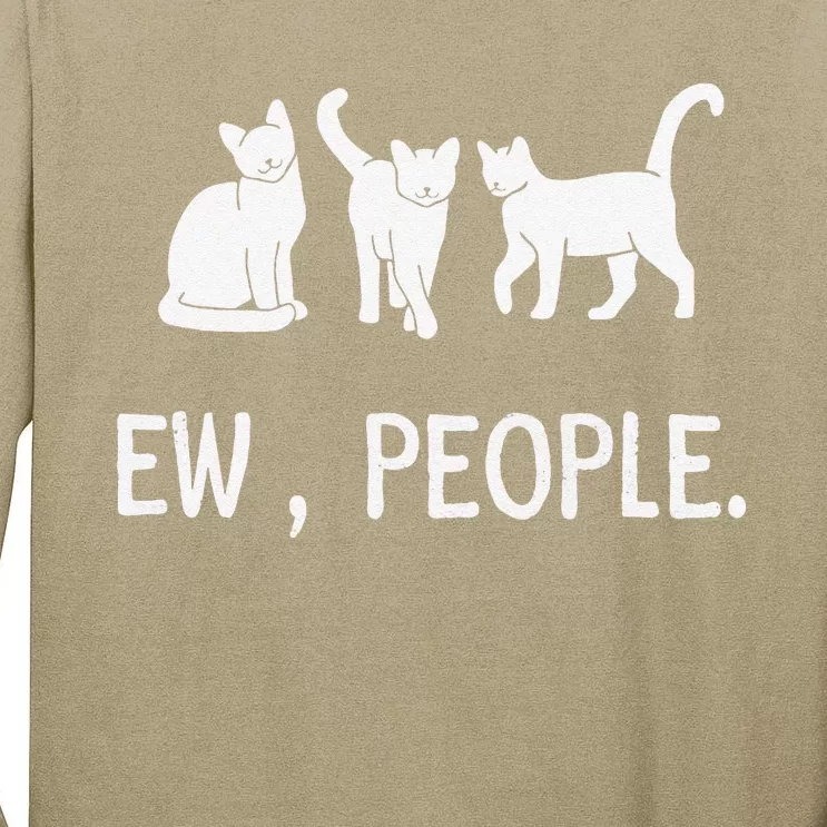 Funny Meow Kitty Black Cat Funny Ew People Meowy Cat Lovers Tall Long Sleeve T-Shirt