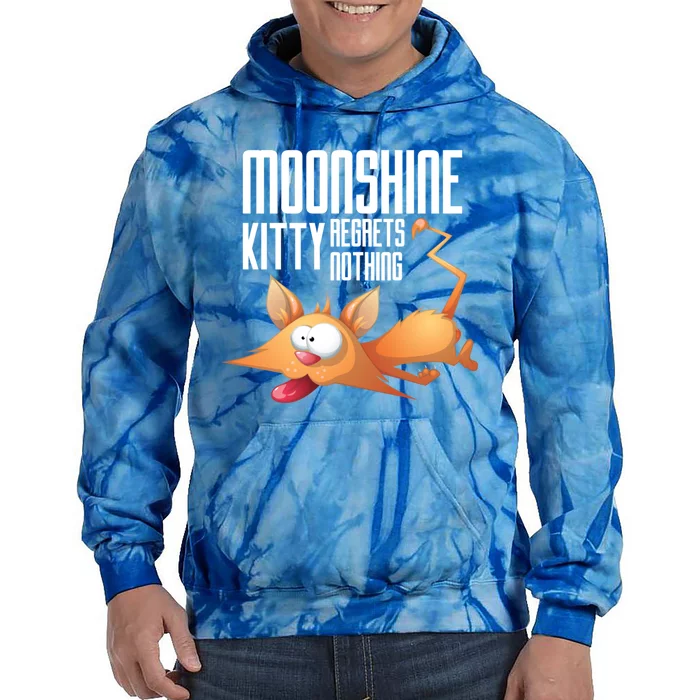 Funny Moonshine Kitty Regrets Nothing Whiskey Ers Gift Tie Dye Hoodie