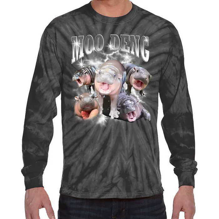 Funny Moodeng Kawaii Pygmy Hippo Cute Zoo Animal Lover Tie-Dye Long Sleeve Shirt