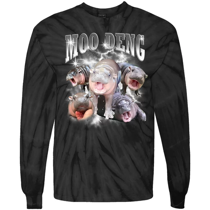 Funny Moodeng Kawaii Pygmy Hippo Cute Zoo Animal Lover Tie-Dye Long Sleeve Shirt