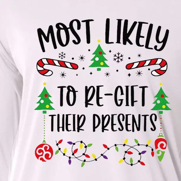 Funny Most Likely To Regift Their Presents Funny Christmas Family Matching Cu Cooling Performance Long Sleeve Crew