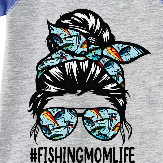 Fishing Mom Life Messy Bun Mom Funny Fishing Mom Infant Baby Jersey Bodysuit