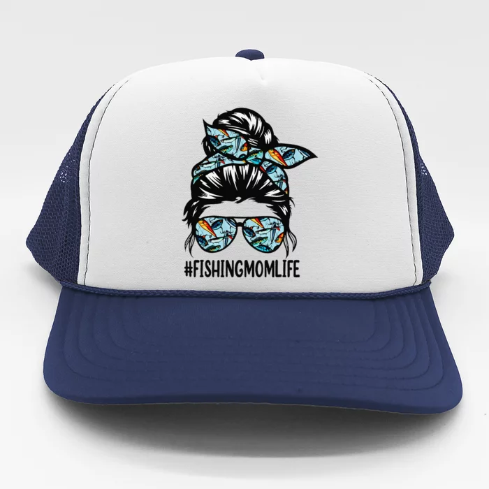 Fishing Mom Life Messy Bun Mom Funny Fishing Mom Trucker Hat