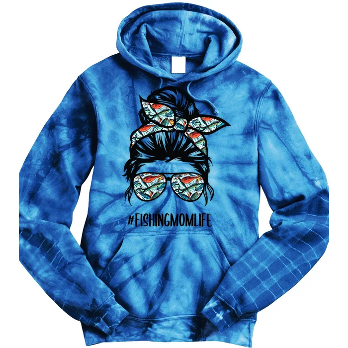 Fishing Mom Life Messy Bun Mom Funny Fishing Mom Cute Gift Tie Dye Hoodie