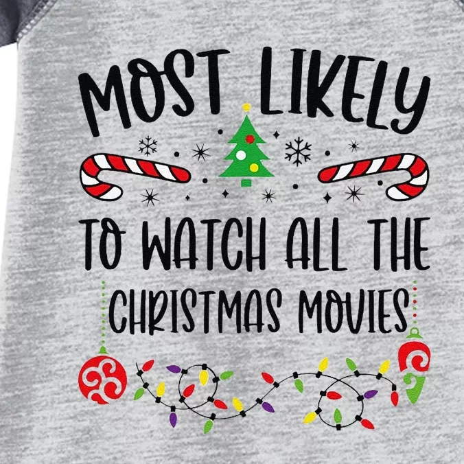 Funny Most Likely To Watch All The Christmas Movies Funny Christmas Family Matc Infant Baby Jersey Bodysuit