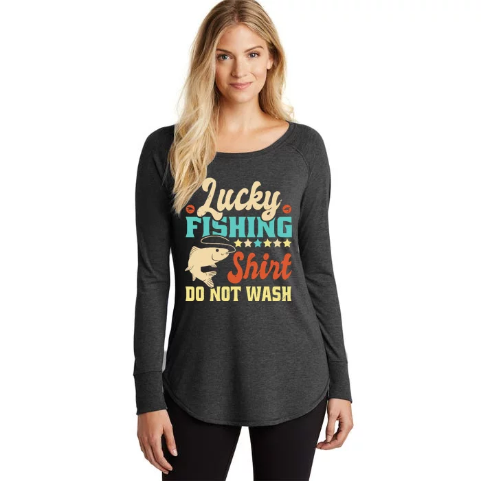 Funny My Lucky Fishing For Dad Women's Perfect Tri Tunic Long Sleeve Shirt