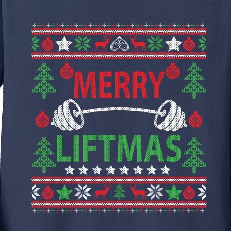 Funny Merry Liftmas Fitness Kids Long Sleeve Shirt