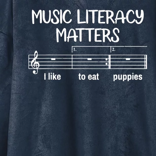 Funny Music Literacy Matters I Like To Eat Puppies Hooded Wearable Blanket